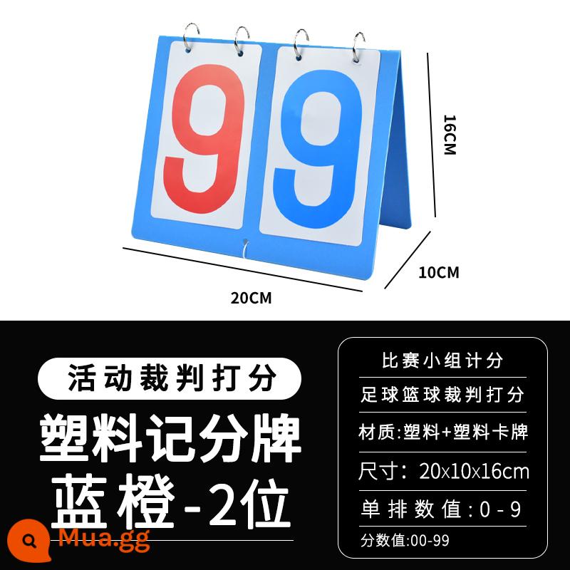 Bảng điểm bảng điểm có thể được lật lại bảng điểm bóng rổ bảng điểm bi-a bảng trò chơi bảng điểm bóng bàn - Bảng điểm nhựa hai chữ số màu cam và xanh lam (thẻ PVC bền một mặt)