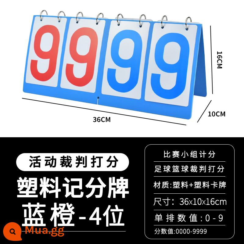 Bảng điểm bảng điểm có thể được lật lại bảng điểm bóng rổ bảng điểm bi-a bảng trò chơi bảng điểm bóng bàn - Bảng điểm nhựa bốn chữ số màu cam và xanh lam (thẻ PVC bền một mặt)