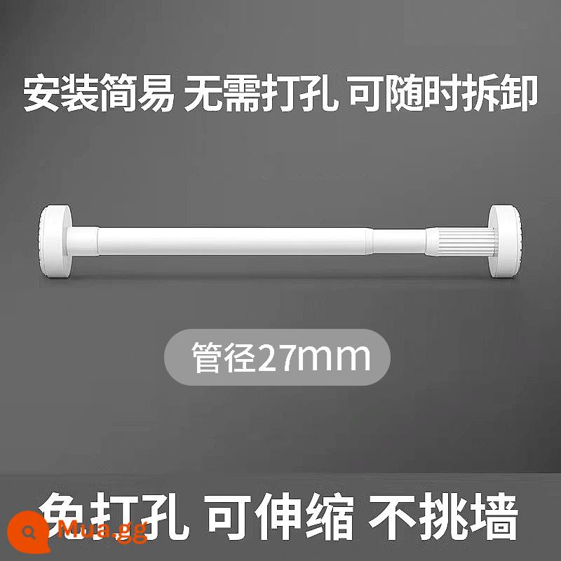 Thanh treo rèm không lỗ có thể thu vào trọn bộ phụ kiện rèm thanh Roman hỗ trợ khung cố định móc dày thanh đơn và thanh đôi - Màu trắng ngọc trai [đường kính 27]