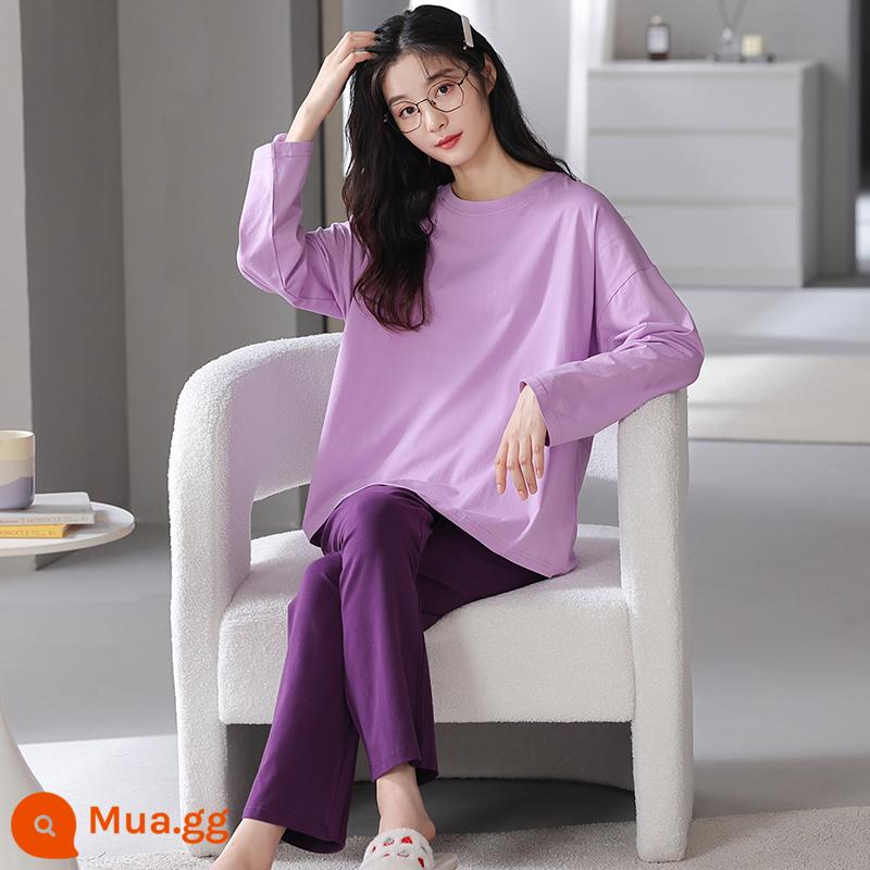 Bộ đồ ngủ Modal Plus size nữ 2022 mới dài tay mùa xuân và mùa thu quần áo hai mảnh ở nhà mềm mại và rộng rãi - Giá mỗi bộ 44111