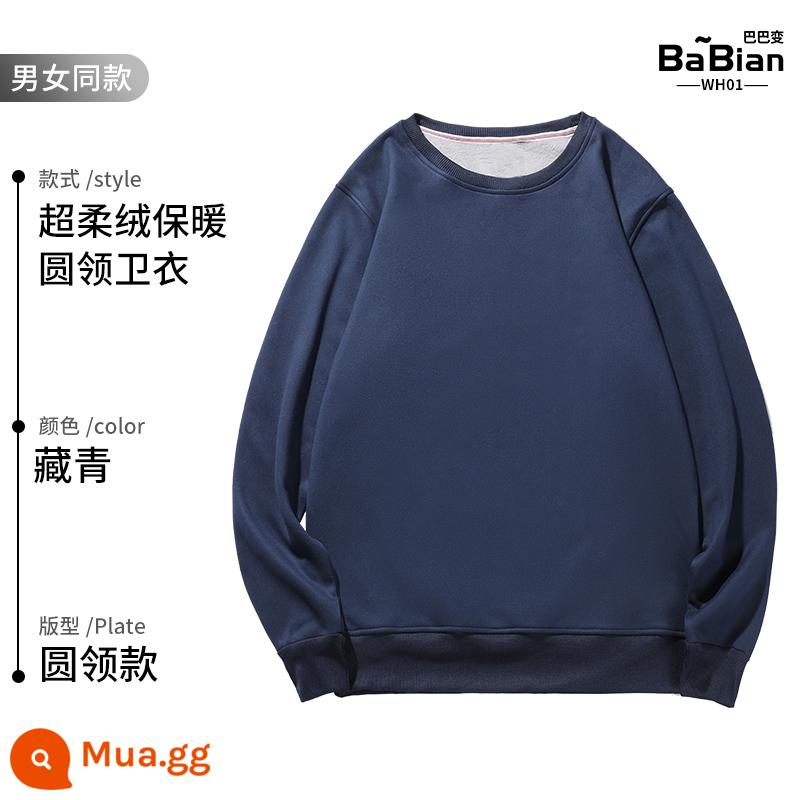 Áo nỉ theo yêu cầu, quần áo đi làm mùa thu đông đặt làm, đồng phục lớp tự làm, áo khoác hoodie, in logo, phí dài tay - Loại I-Xanh hải quân