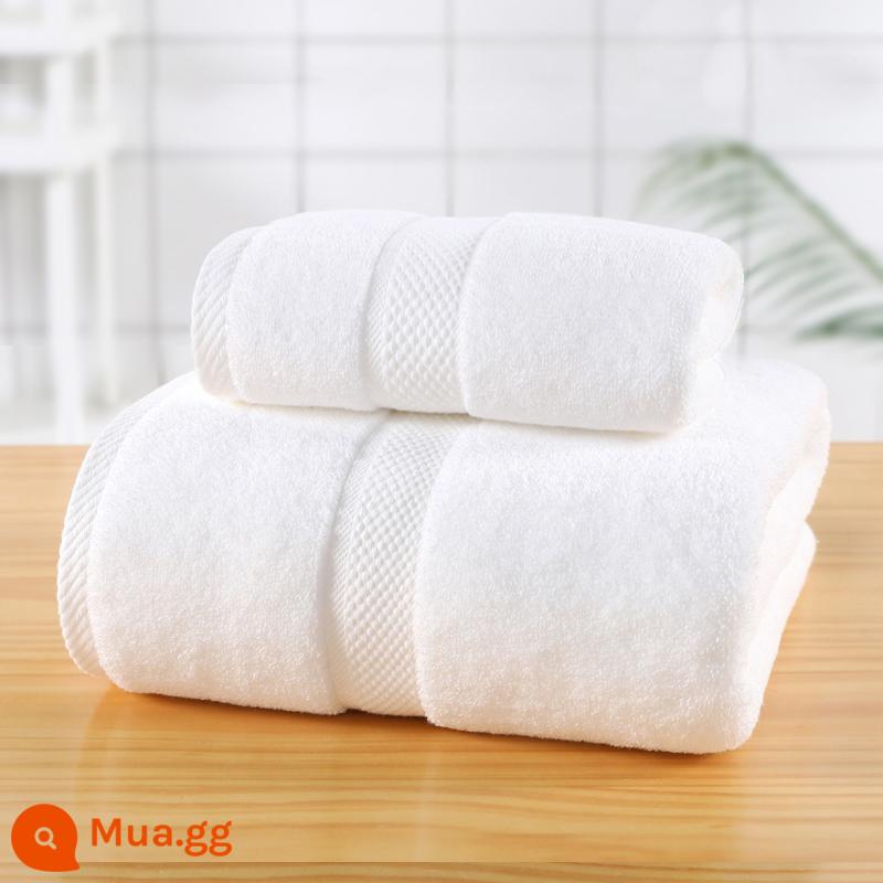 Lớn Khăn Tắm Hộ Gia Đình Cotton Nguyên Chất Cotton Thấm Hút Khăn Khách Sạn Bộ 3 Người Lớn Nam Nữ Quấn Khăn Mùa Đông Dày Dặn Mới 2022 - Bộ 2 món màu trắng nguyên bản-Santorini (1 khăn tắm + 1 khăn tay)