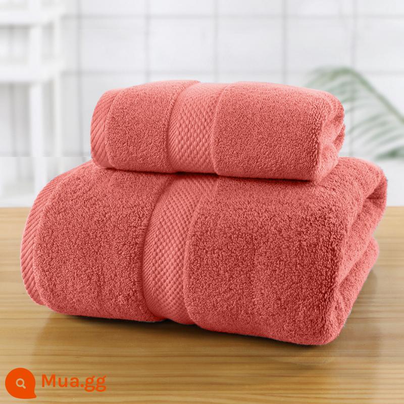 Lớn Khăn Tắm Hộ Gia Đình Cotton Nguyên Chất Cotton Thấm Hút Khăn Khách Sạn Bộ 3 Người Lớn Nam Nữ Quấn Khăn Mùa Đông Dày Dặn Mới 2022 - Bộ 2 món màu cam-Santorini (1 khăn tắm + 1 khăn tay)