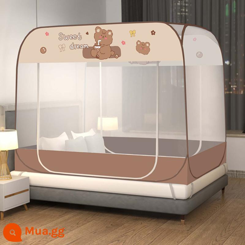 Màn chống muỗi yurt mới 1,5m tại nhà lắp đặt miễn phí Màn chống muỗi có dây kéo chống rơi cho trẻ em có giá đỡ lều 1,8m - Gấu trà sữa [Bảo hiểm vận chuyển miễn phí]