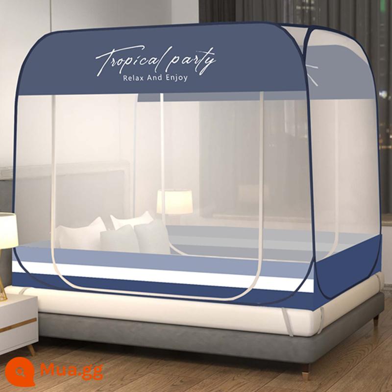 Màn chống muỗi yurt mới 1,5m tại nhà lắp đặt miễn phí Màn chống muỗi có dây kéo chống rơi cho trẻ em có giá đỡ lều 1,8m - Tam giác vải sọc xanh [bảo hiểm vận chuyển miễn phí]