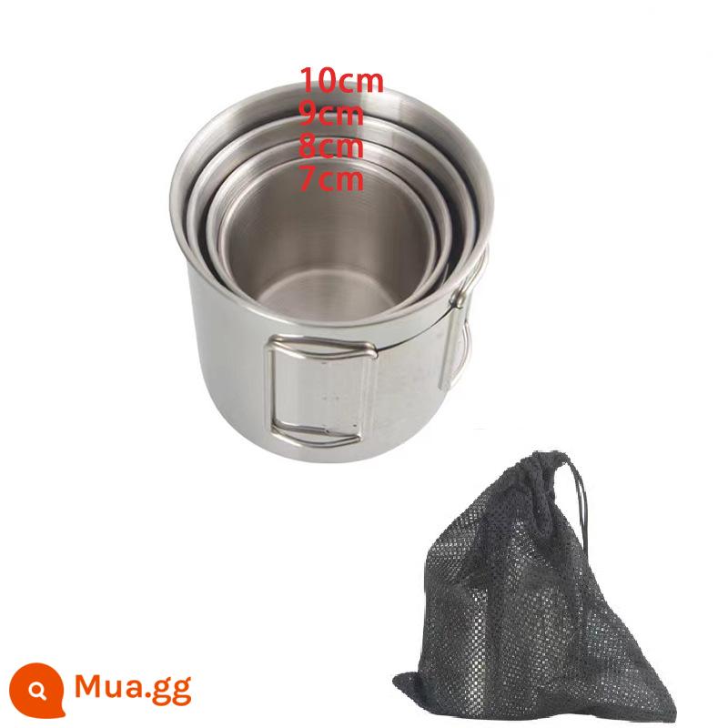 Ngoài Trời Thép Không Gỉ 304 Gấp Cốc Lĩnh Vực Cắm Trại Đồ Dùng Nhà Bếp Leo Núi Nước Lưu Trữ Di Động Bia Cốc - Bộ 4 món [túi đựng miễn phí]