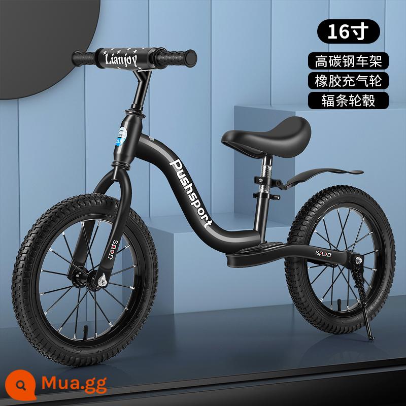 Xe thăng bằng trẻ em nhấp nháy xe 2 bánh yoyo đua 12 inch 14 inch xe trượt Scooter tự hành cho bé 2-3-6-7 tuổi - Bánh xe nan chữ S 16 inch màu đen có gác chân, phù hợp cho 120-150 cm