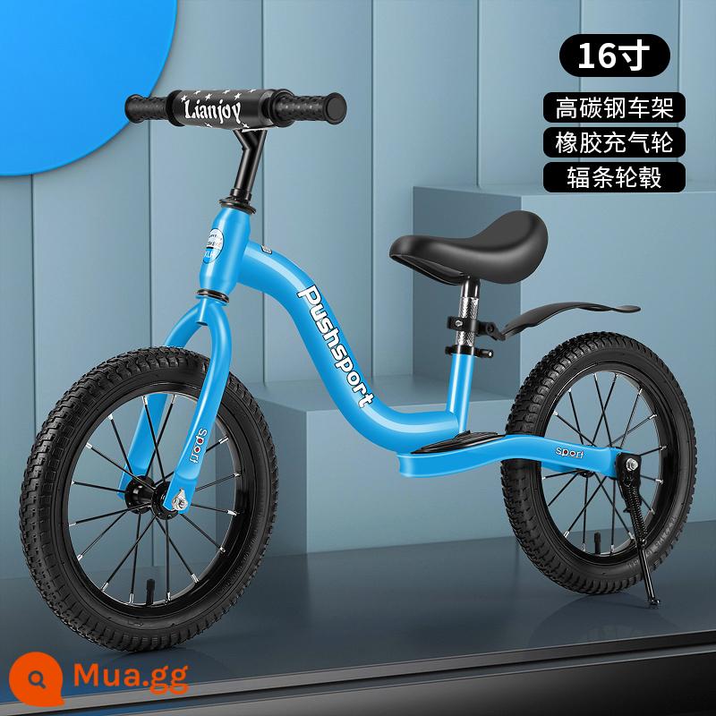 Xe thăng bằng trẻ em nhấp nháy xe 2 bánh yoyo đua 12 inch 14 inch xe trượt Scooter tự hành cho bé 2-3-6-7 tuổi - Bánh xe nan chữ S 16 inch màu xanh có gác chân, phù hợp cho 120-150 cm