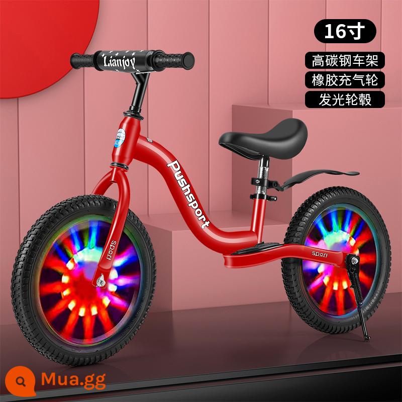 Xe thăng bằng trẻ em nhấp nháy xe 2 bánh yoyo đua 12 inch 14 inch xe trượt Scooter tự hành cho bé 2-3-6-7 tuổi - Bánh xe nan hoa sáng bóng kiểu S 16 inch màu đỏ có gác chân phù hợp cho 120-150 cm