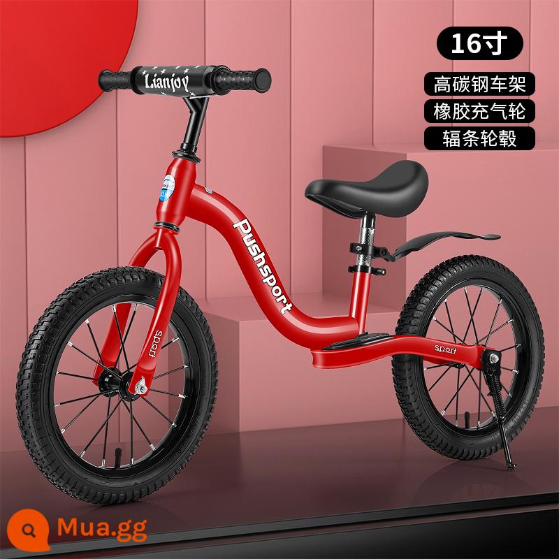 Xe thăng bằng trẻ em nhấp nháy xe 2 bánh yoyo đua 12 inch 14 inch xe trượt Scooter tự hành cho bé 2-3-6-7 tuổi - Bánh xe nan chữ S 16 inch màu đỏ có gác chân, phù hợp cho 120-150 cm