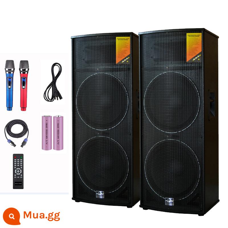 Halledi Đôi 15 Inch Loa Hoạt Động Cao Cấp Hiệu Suất Ngoài Trời Vuông Sân Khấu Shop Cưới Bộ Âm Thanh - Một cặp loa active + 2 micro sạc