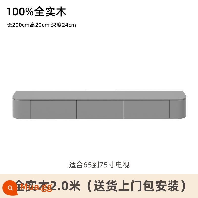 Tủ tivi treo tường gỗ treo tường lưu trữ phòng ngủ phòng khách nền tường căn hộ nhỏ màu trắng tủ tivi treo - Tủ tivi 2.0m gỗ nguyên khối chọn lọc màu xám