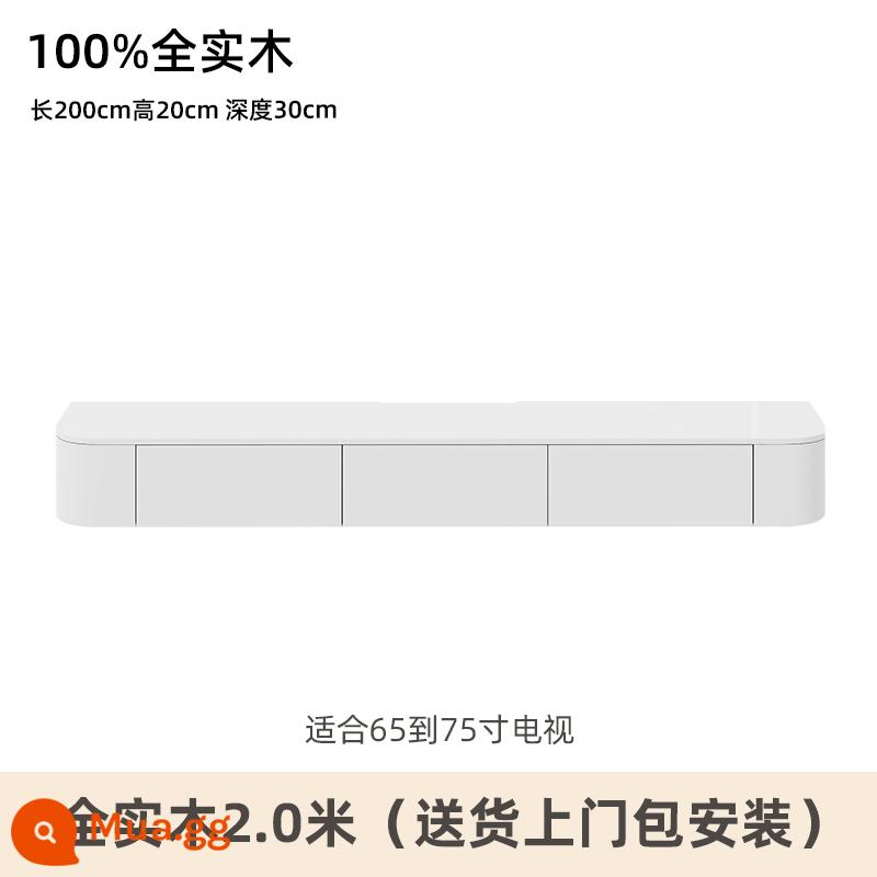 Tủ tivi treo tường gỗ treo tường lưu trữ phòng ngủ phòng khách nền tường căn hộ nhỏ màu trắng tủ tivi treo - [Nâng cấp mở rộng] Tủ tivi 2.0m gỗ nguyên khối chọn lọc màu trắng