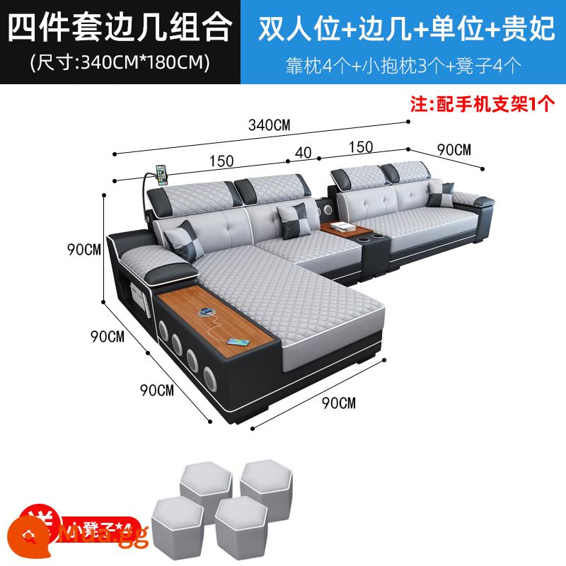 2023 Mới Hiện Đại Công Nghệ Đơn Giản Sofa Vải Phòng Khách Lớn Nhỏ Phòng Khách Đa Năng Sofa Bàn Cà Phê Kết Hợp Bộ - Kết hợp bàn phụ 3,4 mét/bốn mảnh