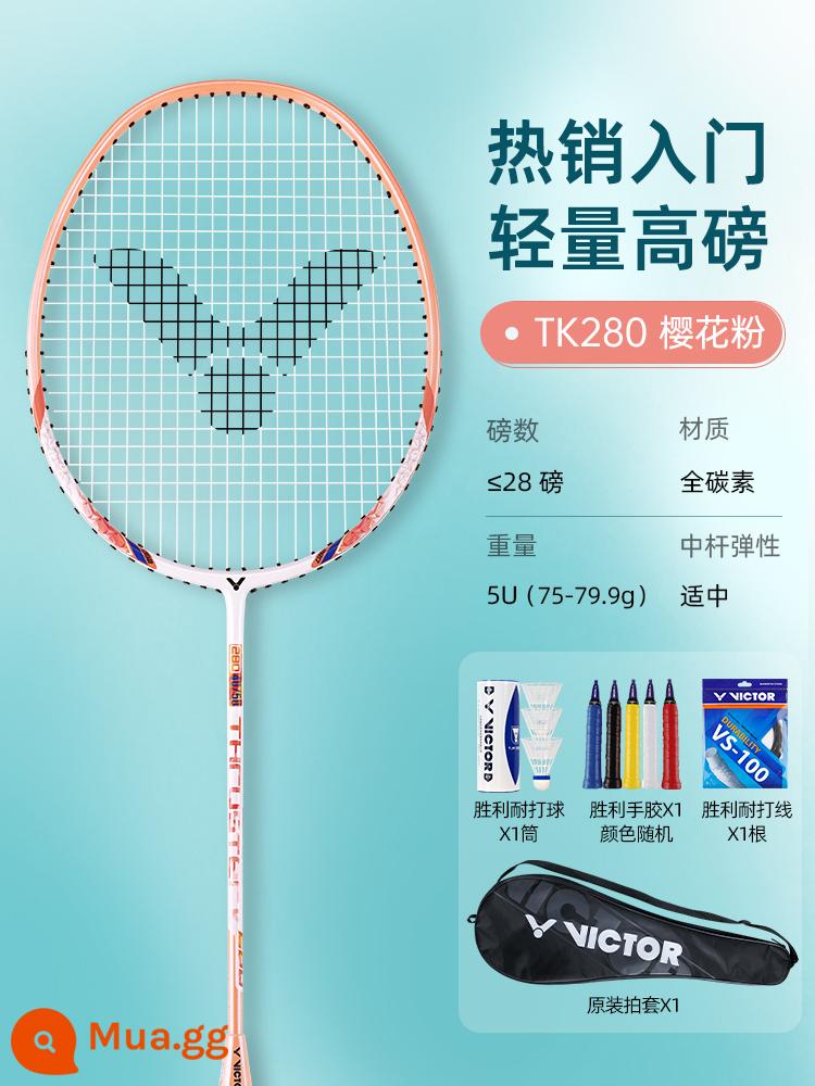 Vợt cầu lông Victor Victory đánh đơn đánh đôi chính hãng challenger 9500 full carbon búa victor siêu nhẹ - [Nhẹ và cao cấp]TK-280I hồng đào 5U