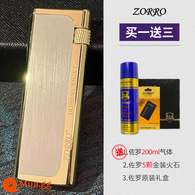 Bật lửa ga Suluo zorro nam sáng tạo mới trượt bên mài siêu mỏng bơm hơi cá nhân tùy chỉnh lưới thủy triều đỏ - Phiên bản gói vàng