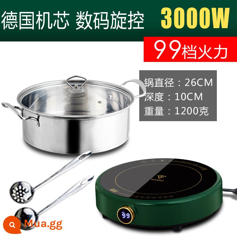 [Chuyển động của Đức] Bếp điện từ tròn Gia dụng nhỏ Mini 3000W Bếp điện từ cảm ứng xào tiết kiệm năng lượng Hàng thật - Bộ nồi súp Châu Âu mẫu cao cấp