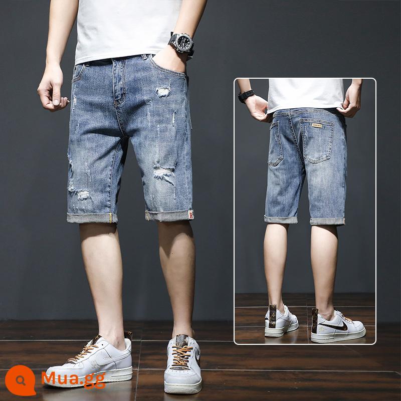 Quần Short Denim Nam Mùa Hè Băng Lụa Mỏng 2023 Mới Hợp Thời Trang Thương Hiệu Rời Thẳng 5 Điểm Thường Năm Điểm 5 Điểm quần - 3015 màu xanh