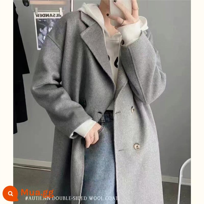 Áo khoác nữ cashmere màu hồng cao cấp mới thu đông 2022 phong cách hàn quốc len nhỏ nhẹ nhàng - xám