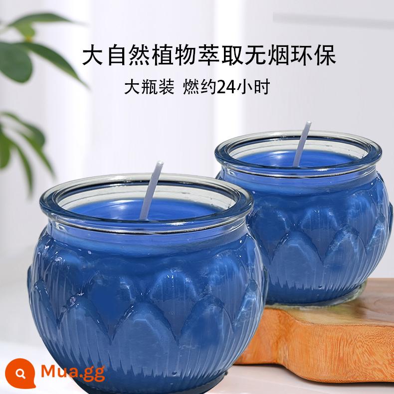 Miễn phí vận chuyển các nhà sản xuất đèn ghee đặc chế 24 giờ đèn sen ghee tinh khiết nến ghee không khói cho Đức Phật cho đèn thần Phật - 100 ly màu xanh