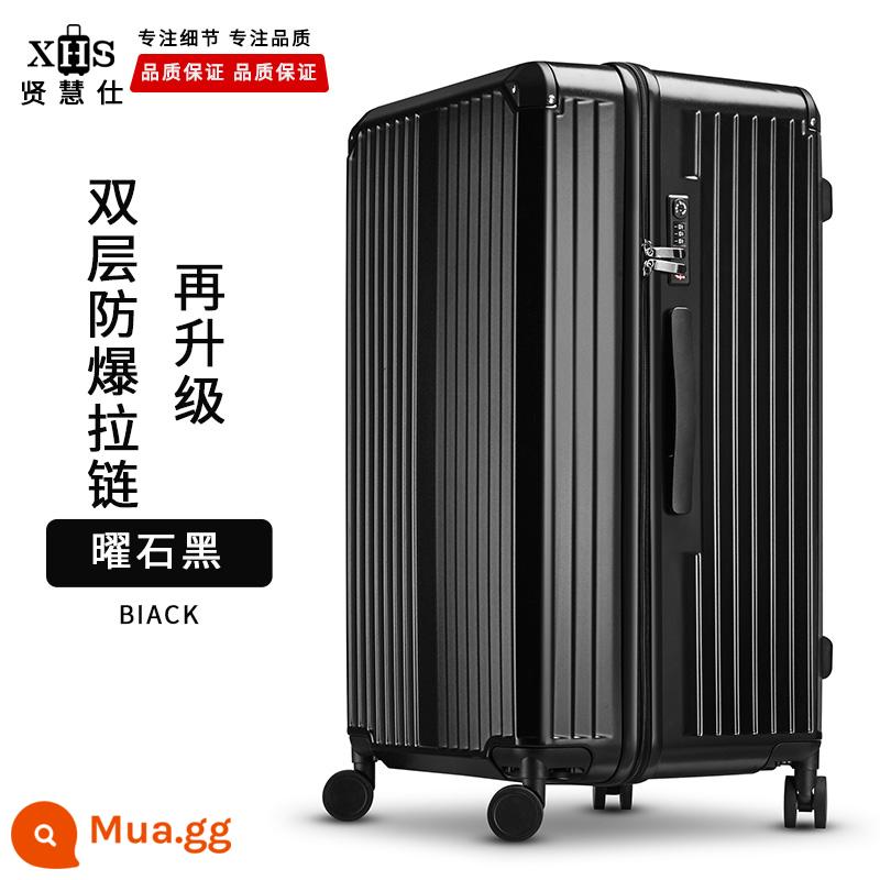 Máy khởi động Hyhishay của Nhật Bản Men's Large -Scapacity Travel Box Khung nhôm khung nhôm - Mẫu dây kéo chống cháy nổ 2 lớp màu đen Obsidian