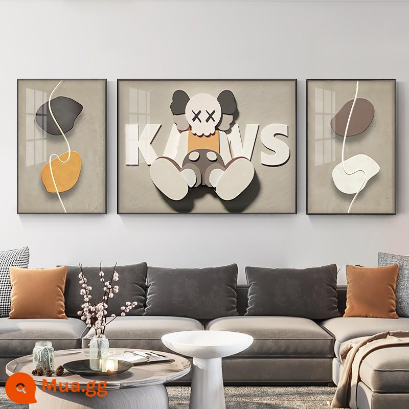 kaws ánh sáng sang trọng phòng khách bức tranh trang trí đơn giản cao cấp bức tranh tường bộ ba bạo lực gấu thủy triều thương hiệu sofa nền tường treo bức tranh - Xu hướng búp bê 02