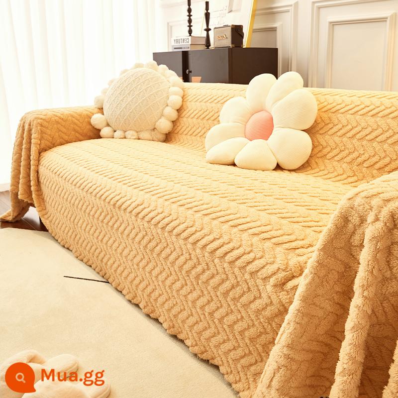 Chống Mèo Xước Ghế Sofa Ins Gió Đệm Sofa Mùa Đông Tất Cả Đa Năng Sofa Chăn Đầy Đủ sang Trọng Ghế Sofa - Ca cao Custard [Nhung mềm mại và gợn sóng 丨Cảm giác mịn màng và mềm mại]