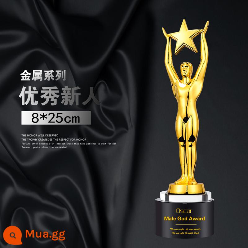 Cúp kim loại huy chương tượng vàng Oscar tùy chỉnh ngôi sao năm cánh ngón tay cái huy chương vàng vô địch trò chơi - màu sô cô la