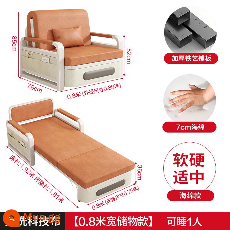 Sofa Giường Gấp Đôi Ban Công Giường Đa Năng Căn Hộ Nhỏ Sofa Phòng Khách 2023 Mới Lưới Đỏ Giường Kính Thiên Văn - [Mô hình lưu trữ 0,8m] + miếng bọt biển 7CM (vải kỹ thuật được nâng cấp)