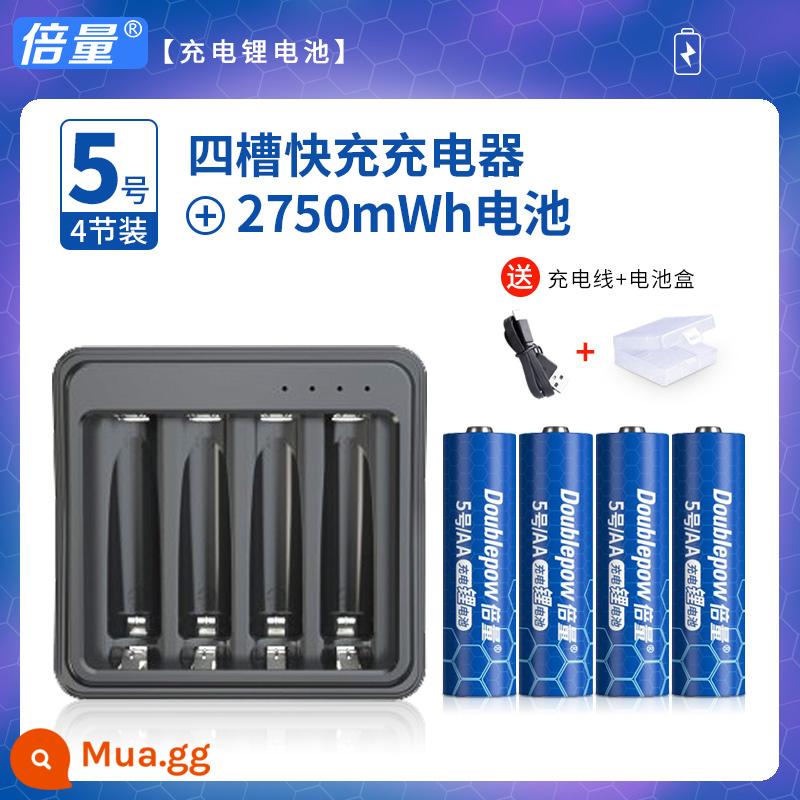 Sạc đôi pin lithium Bộ sạc số 5 Số 7 Điện áp không đổi 1.5V nhanh Số 5 và 7 USB sạc dung lượng lớn - Sạc nhanh + size 5, 4 cell [2750mWh]