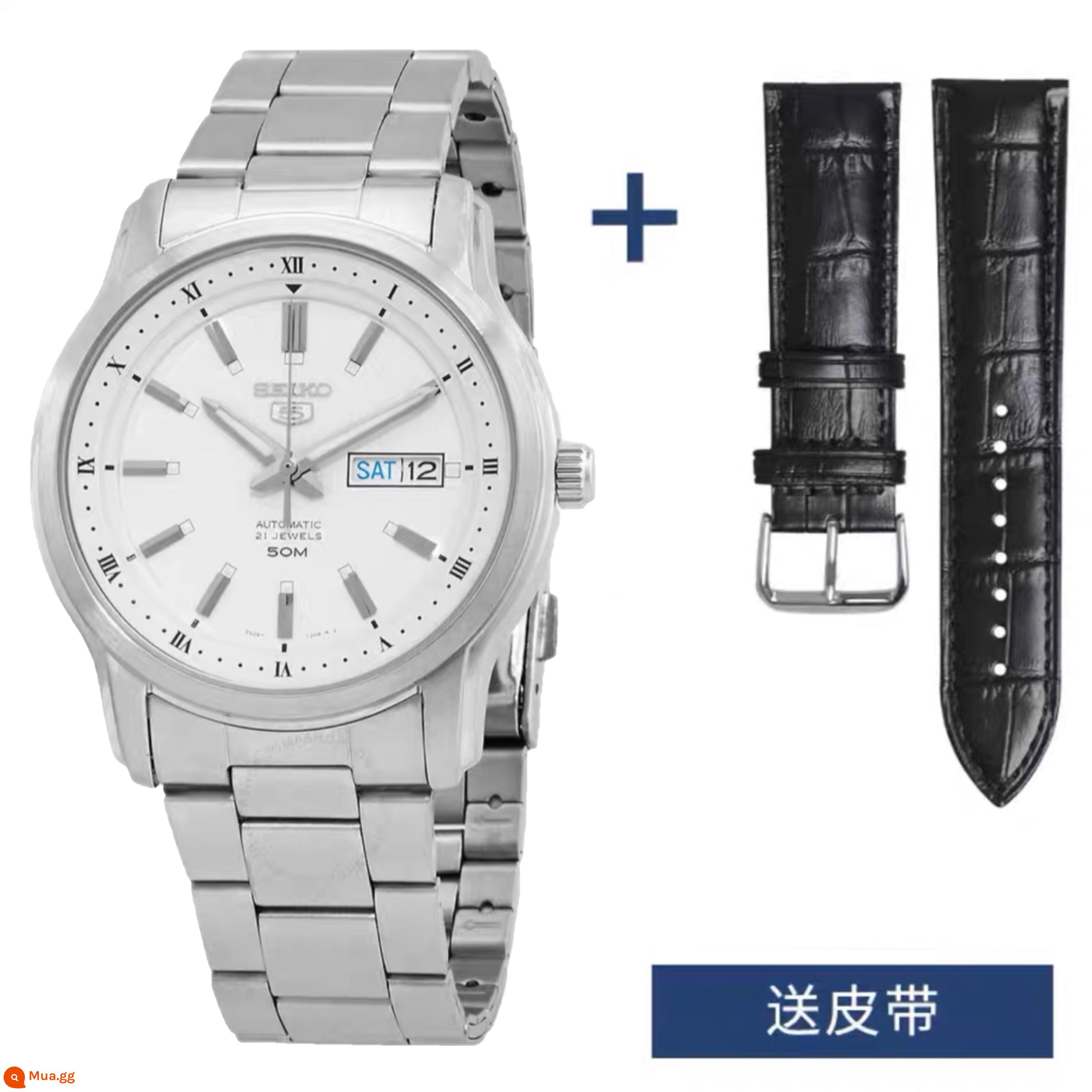 Đồng hồ đeo tay nam cơ học Seiko số 5 của Nhật Bản, đồng hồ đeo tay dây thép cơ tự động giải trí ba kim giải trí dạ quang SNKM92J1 - Đai tự do SNKP09