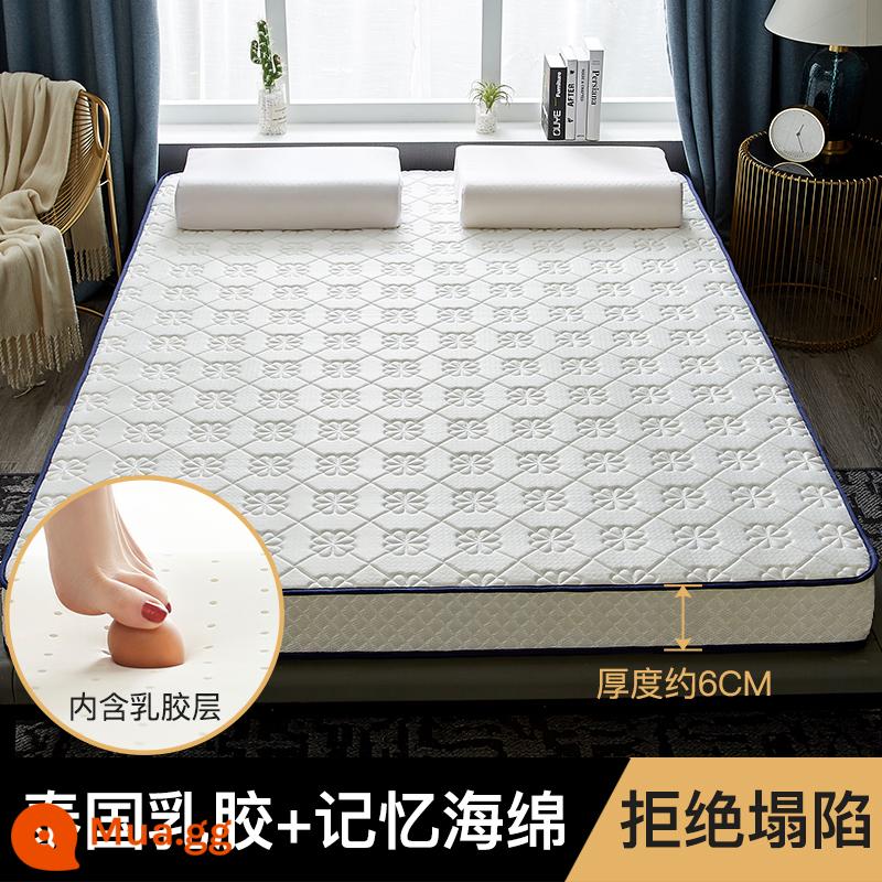 Nệm Cao Su Đệm Phòng Ngủ Nhà Giường Đôi Tatami Thảm Cho Thuê Đặc Biệt Xốp Ký Túc Xá Sinh Viên Đơn - Mẫu ba chiều - khoảng 6cm, màu trắng cánh hoa [chống nấm mốc và chống ẩm, mủ thật] có hàng, cần gấp