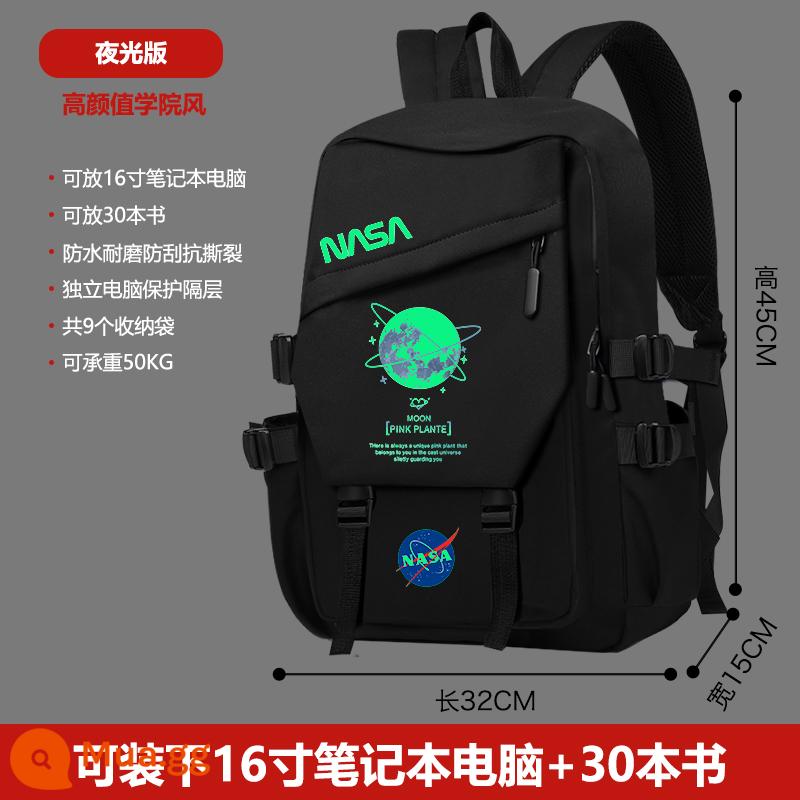 Hành Tinh Nasa Lười Thời Trang Schoolbag Ba Lô Nam Thích Hợp Học Sinh Trung Học Cơ Sở Đơn Giản Hợp Thời Trang Thương Hiệu Sinh Viên Đại Học Ba Lô - Ngôi sao xanh của NASA bao quanh ánh sáng ban đêm