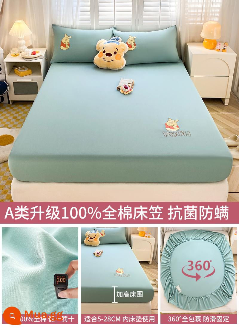 Ga trải giường bằng cotton nguyên chất được trang bị tấm đơn mảnh cotton chống bụi bao gồm tất cả các loại ga trải giường bao gồm túi ngủ nệm Simmons 2023 mới - Bông-Winnie the Pooh mới được nâng cấp [được Disney ủy quyền chính hãng]