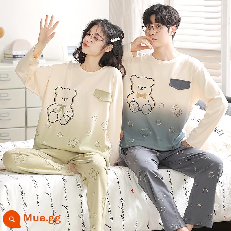 Bộ Đồ Ngủ Cặp Đôi Mùa Xuân Và Mùa Thu Cotton Nguyên Chất Dài Tay Quần Nữ Hoạt Hình Dễ Thương Size Lớn Rời Nam Homewear Bộ - XGLC58185 (mẫu sản phẩm mới bán chạy) --