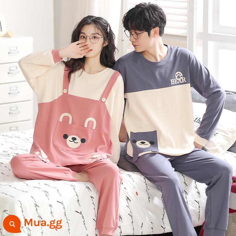 Bộ Đồ Ngủ Cặp Đôi Mùa Xuân Và Mùa Thu Cotton Nguyên Chất Dài Tay Quần Nữ Hoạt Hình Dễ Thương Size Lớn Rời Nam Homewear Bộ - XGLC58172.(Mẫu mới bán chạy) --