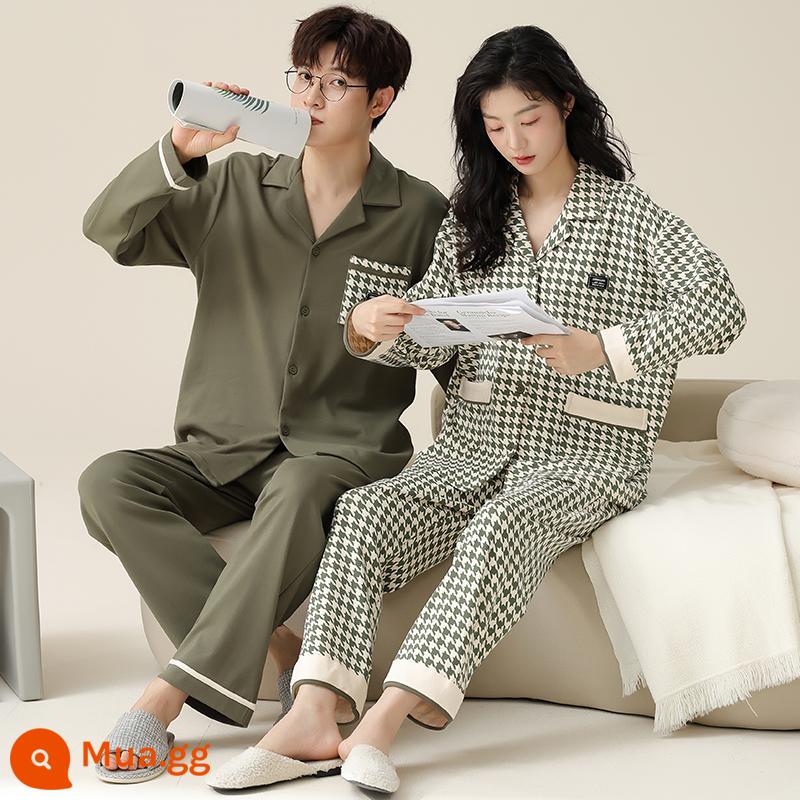 Bộ Đồ Ngủ Cặp Đôi Mùa Xuân Và Mùa Thu Cotton Nguyên Chất Dài Tay Quần Nữ Hoạt Hình Dễ Thương Size Lớn Rời Nam Homewear Bộ - 58306