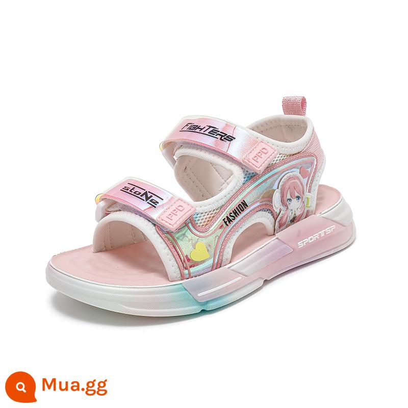 Giày Sandal Bé Gái 2023 Mùa Hè Mới Đế Mềm Chống Trơn Trượt Thể Thao Cho Bé Bé Gái Công Chúa Giày Đi Biển Trẻ Em Lớn - 8812 màu hồng