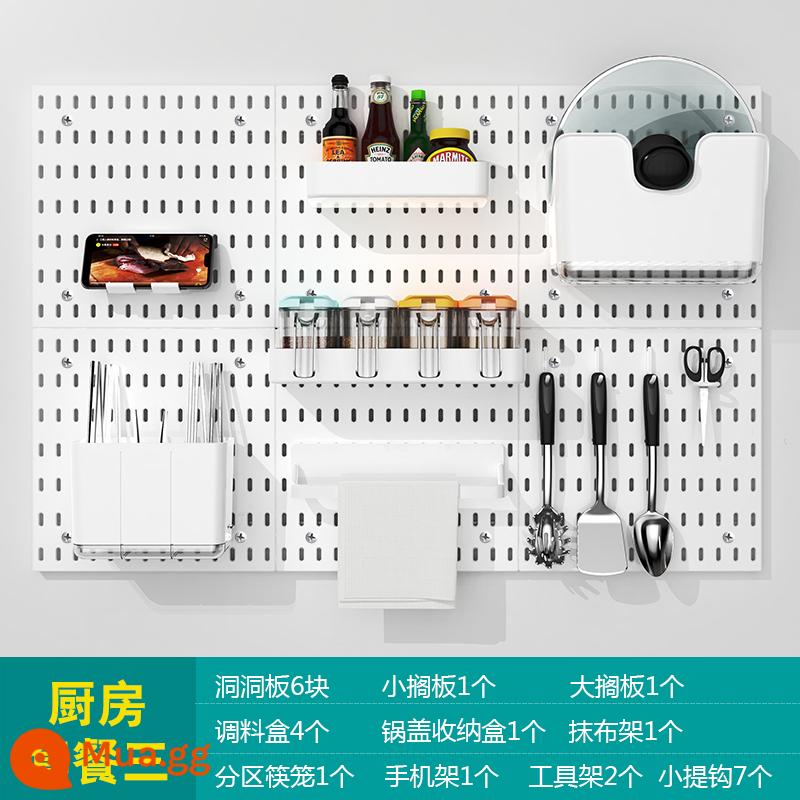 Không Đục Lỗ Hộ Gia Đình Lỗ Bảng Treo Tường Ký Túc Xá Nhà Bếp Treo Tường Nhà Tắm Vách Ngăn Treo Tường Kệ Đựng Đồ Phân Vùng - Bộ bếp ba