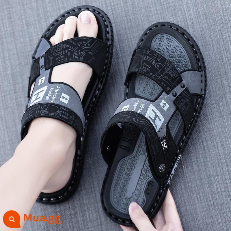 Bố Giày Sandal Nam Mùa Hè Ngoài Trời Đi Lái Xe Thể Thao Giải Trí Chống Trơn Trượt Khử Mùi Đáy Mềm Chịu Mài Mòn Dép Đi Biển - Đen--6111