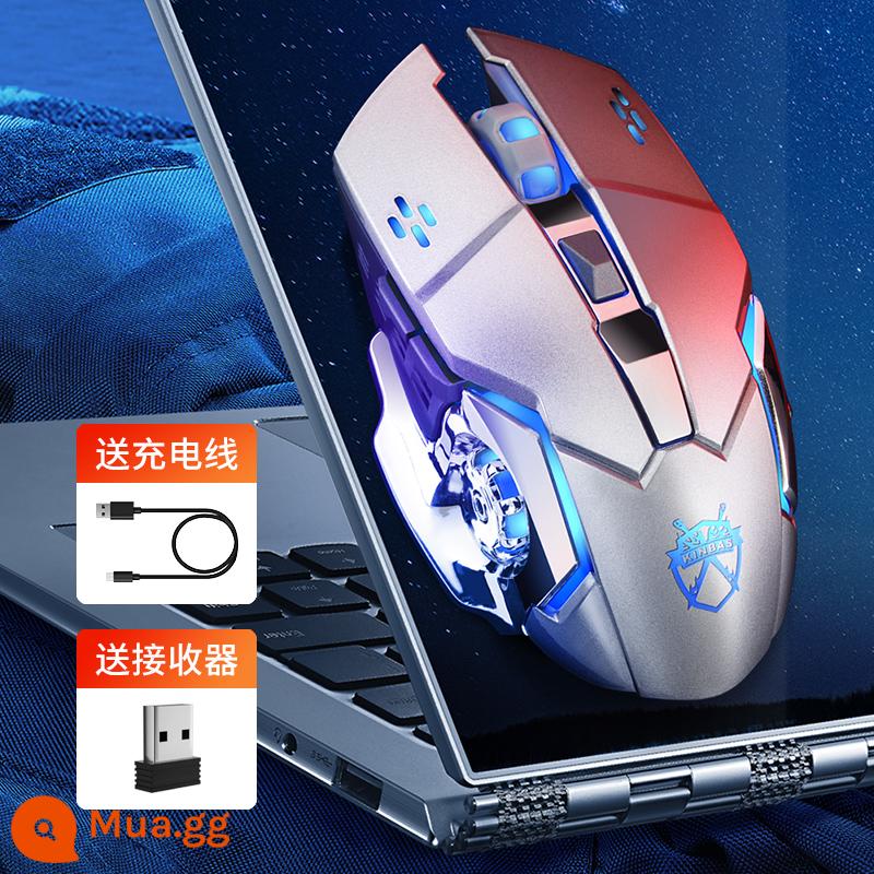 Chuột Bluetooth chơi game cơ không dây Thích hợp cho Lenovo Dell HP HP Xiaomi Huawei Có thể sạc lại Phong cách bé trai và bé gái Dễ thương chơi game văn phòng Máy tính xách tay tắt tiếng Âm thanh không giới hạn - Màu xám bạc (pin đôi ★ chip cao cấp ★ nút âm thanh)