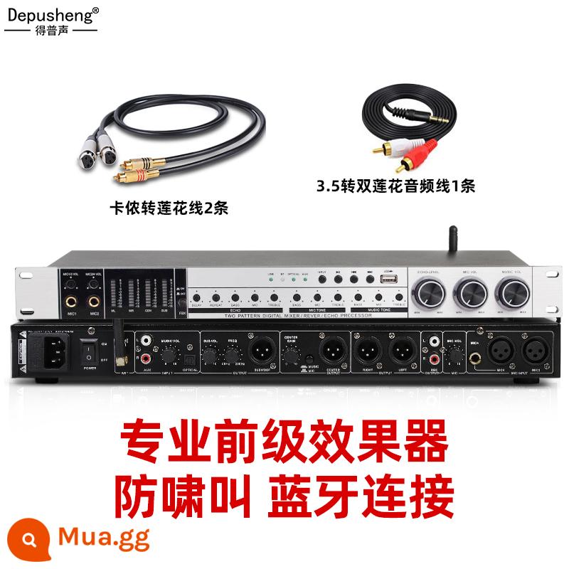 Depu sound REV3800 pre-sân khấu effector one-key chống hú xử lý âm thanh KTV karaoke gia đình micro không dây mixer analog Bluetooth USB hội nghị sân khấu bar tiệc cưới - đen