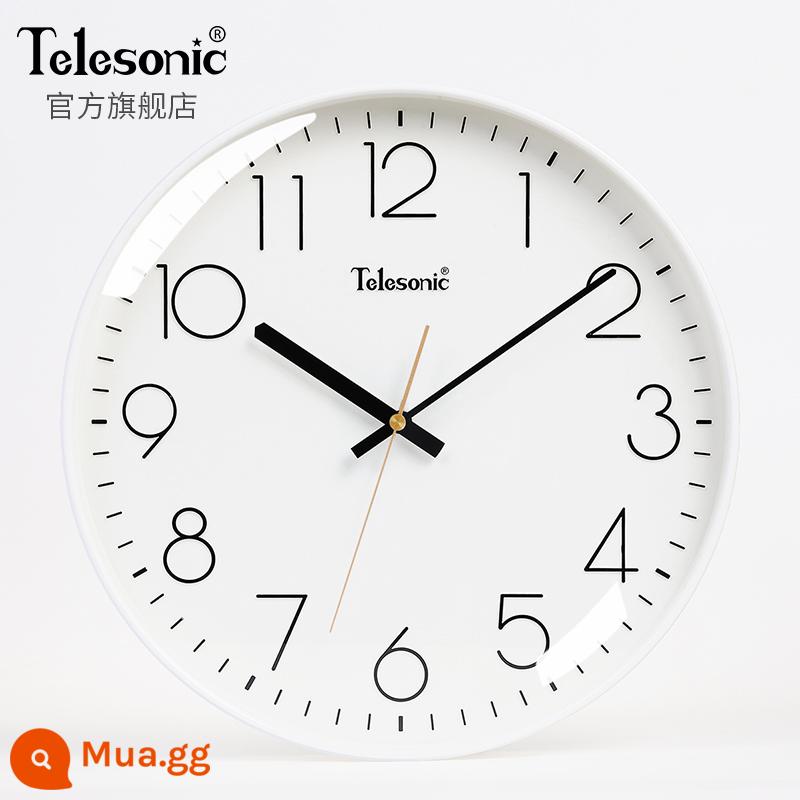 Telesonic/King Xingxing Modern Simple Watch Nhà phòng khách S yên tĩnh đồng hồ thời trang đồng hồ trang trí Bắc Âu - 12 inch màu trắng (đường kính 30,5 cm) [chuyển động im lặng + thay thế 365 ngày]