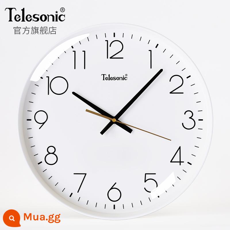 Telesonic/King Xingxing Modern Simple Watch Nhà phòng khách S yên tĩnh đồng hồ thời trang đồng hồ trang trí Bắc Âu - 14 inch màu trắng (đường kính 35,5 cm) [chuyển động im lặng + thay thế 365 ngày]