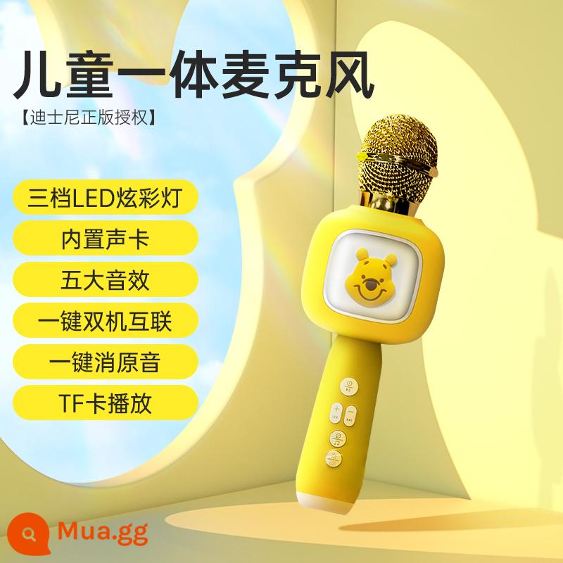 Disney Trẻ Em Micro Âm Thanh Tích Hợp Micro Hát Karaoke Máy Bluetooth Không Dây Đồ Chơi Bé Gái - Winnie the Pooh [Đèn LED nhiều màu sắc ba cấp độ + card âm thanh tích hợp + năm hiệu ứng âm thanh chính + kết nối máy kép chỉ bằng một cú nhấp chuột + hủy âm thanh gốc bằng một cú nhấp chuột + phát lại thẻ TF]