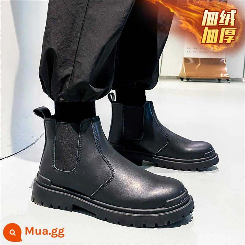 Mùa Thu Giày Chelsea Boot Nam Giày Bốt Martin Cao Dụng Cụ Thủy Triều Giày Ins Huệ Châu Giữa Ống Ngắn Ống Khói Thu Đông - 9018 màu đen [kiểu nhung]