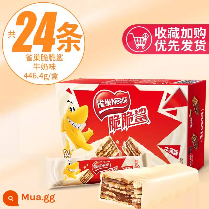 Nestle Crispy Shark Bánh xốp sô cô la bánh quy Sandwich Đồ ăn vặt văn phòng Đồ ăn vặt gói quà Đồ ăn vặt Đồ ăn vặt - [Tổng 24 sản phẩm] Hương sữa 446,4g/hộp chỉ 29,9