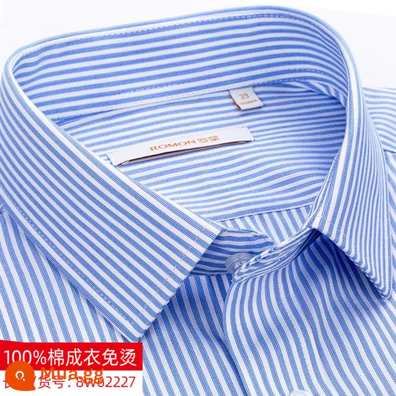 Romon cotton không chứa sắt chống nhăn áo sơ mi dài tay nam kẻ sọc công sở trang trọng cotton trung niên và áo sơ mi trẻ trung mùa xuân - 8W62227