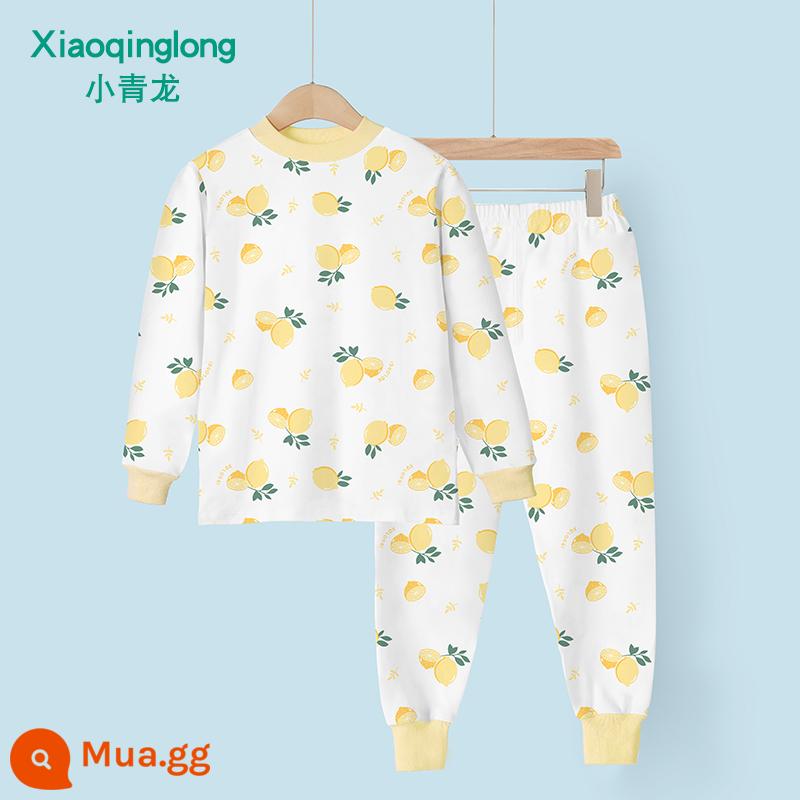 Bộ đồ lót trẻ em Xiaoqinglong cotton nguyên chất quần áo mùa thu bé trai và bé gái quần vệ sinh quần áo trẻ em mùa xuân và mùa thu cho trẻ trung và lớn hơn - chanh vàng (cho bé trai và bé gái)