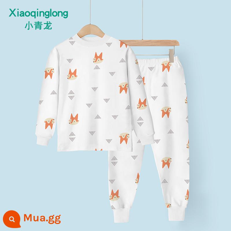 Bộ đồ lót trẻ em Xiaoqinglong cotton nguyên chất quần áo mùa thu bé trai và bé gái quần vệ sinh quần áo trẻ em mùa xuân và mùa thu cho trẻ trung và lớn hơn - Cáo cam (con đực và con cái)